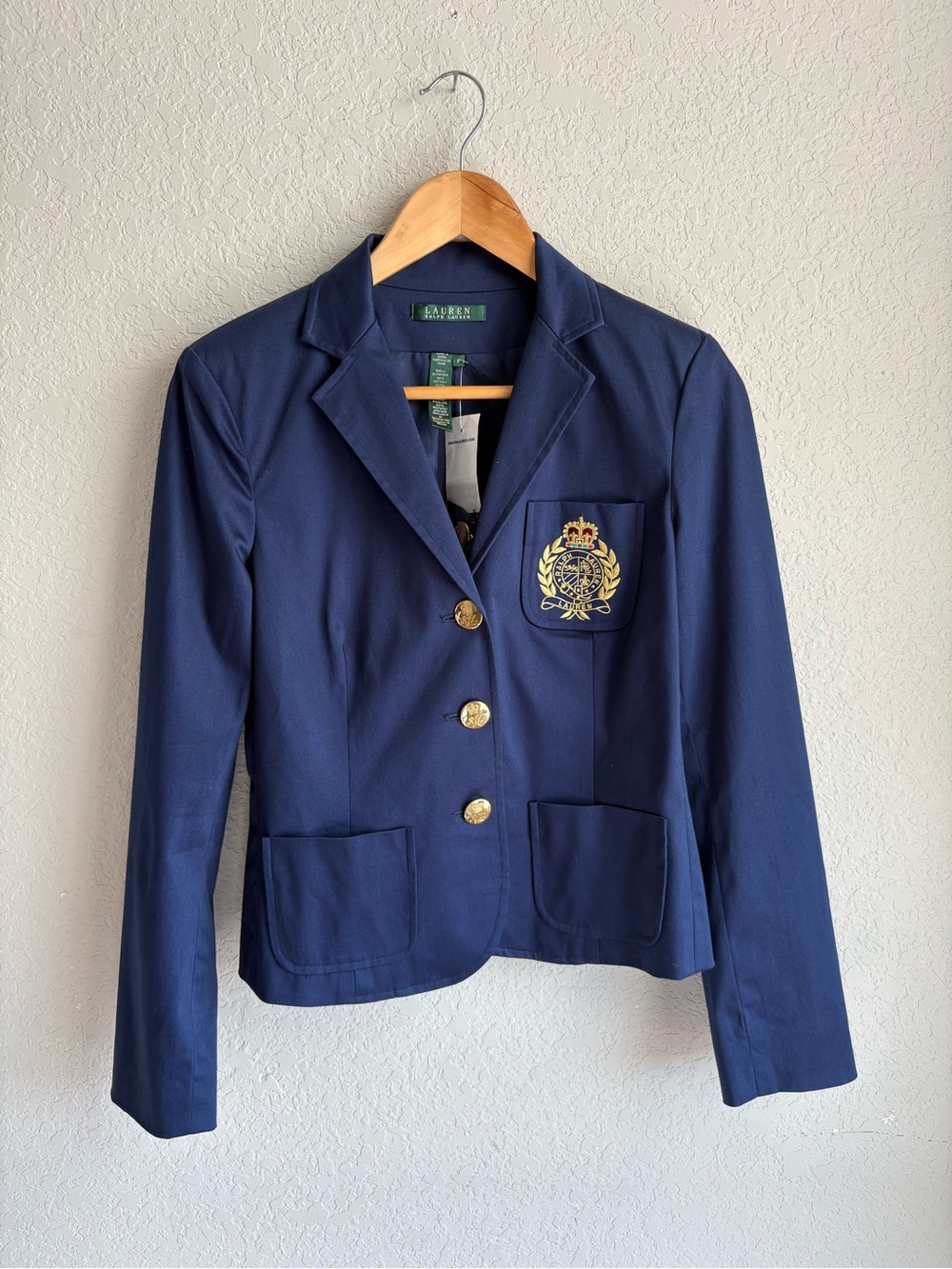 Ralph Lauren NWT Navy Crest Blazer Gold Buttons Equestrian Preppy Small - Picture 4 of 9